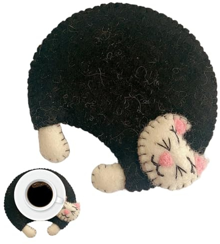 Sottobicchiere a forma di gatto, sottobicchiere in feltro | Tappetino per tazza di bevande in feltro di gatto,Sottobicchieri in feltro resistente al calore, sottobicchiere assorbente