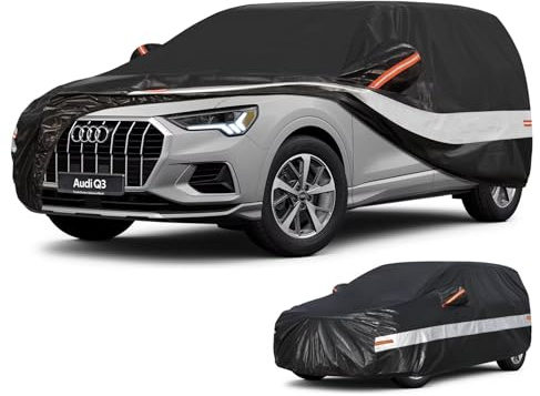 Holthly Autoabdeckung SUV Passend für Audi Q3,SQ3,RS Q3(2012-2025) 10 Schichten Vollgarage Auto Abdeckplane 100% Wasserdicht Autoplane Outdoor Autogarage Staubschutz,Wind,Regen und UV Schutz