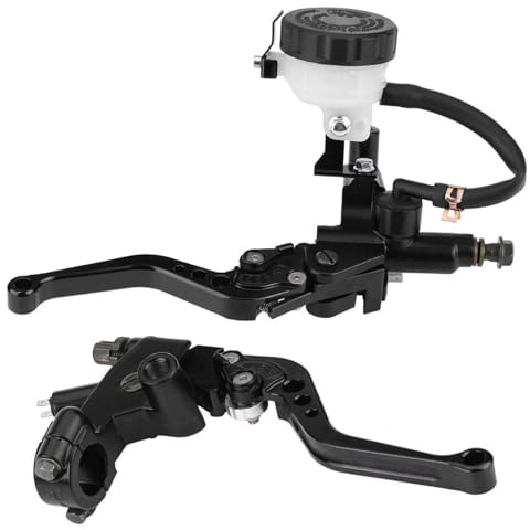 TKSE Motorcycle Brake Master Cylinder, Universal 7/8(22mm) Motorcycle Brake Clutch Master Cylinder Reservoir Levers Set Black