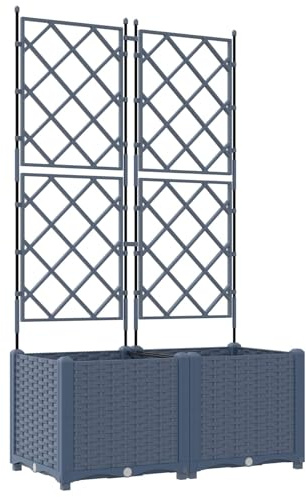 vidaXL Garden Planter 2 pcs Grey 80 x 40 x 143 cm Steel, Garden and Terrace, Modern Steel Planter, Weather Resistant Outdoor Container, Durable Plant Holder, Patio Decor Accent