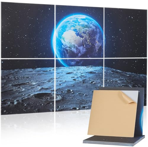 VEVOR Panneau Acoustique, Lot de 6, Mousse Acoustique Mural Autocollant 60x60x1 cm Panneaux Insonorisants Fibre de Polyester, Isolation Phonique Décorative pour Maison, Studio, Bureau, Motif Terre