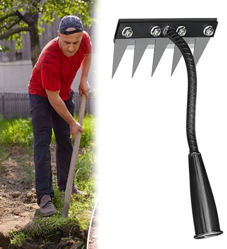 5/6/7/8 Teeth Iron Rake for Gardening and Weeding, IronRake 2.0 | Upgraded Iron Weeding Rake, The Heavy-Duty Iron Weeding for Efficient Garden Weeding (5Tooth)