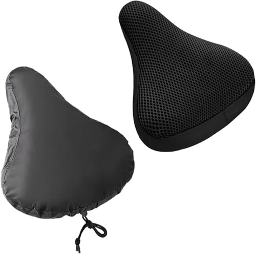 BbiuRer Fahrradsattel Überzug, 2er Set Schwarz, Gepolsterter Sattelbezug für Fahrrad, Atmungsaktiver und Rutschfester Sitzbezug für Rennrad, Mountainbike und E-Bike