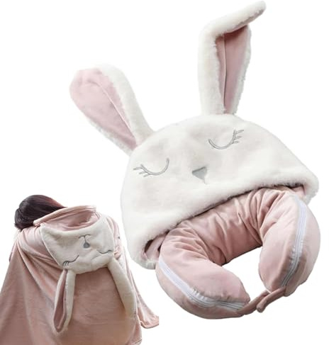 Set di comfort da viaggio - cuscino da collo, combinazione di copertina, cuscino da viaggio leggero con cappello regolabile ideale per voli in aereo, viaggi a lunga distanza e viaggi sul