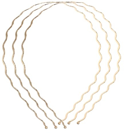Hemobllo Cerchietto Ondulato in Ferro per Donna, 3 Pezzi, Struttura Flessibile, Oro, per Applicazione Quotidiana e Lavaggio del Viso