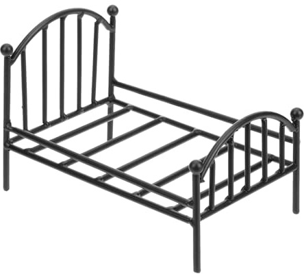 Vintage Metal Bett - Miniatur -Einzelbett - für Puppenhaus Schlafzimmer oder Hotelzenen, Klassische Eisenrahmen -Puppenmöbel für Kinder einfallsreiches Spiel | Realistisch 1:12 Puppenha