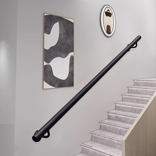 MSHGSKU Ringhiera per Scale industriali Nere, corrimano in Tubo di Ferro battuto, corrimano per Scale per Esterni, Interni, portici, terrazze, corrimano per Scale - 1 m, 150 cm, 2 m, 240 c