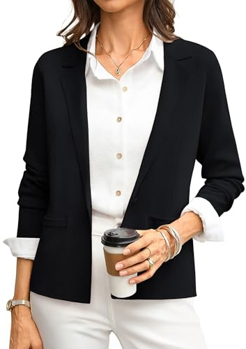 GRACE KARIN Black Sweater Blazer Women 2026, Knit Blazer Suit Jackets Business Casual, Dressy Casual Spring Oufits S