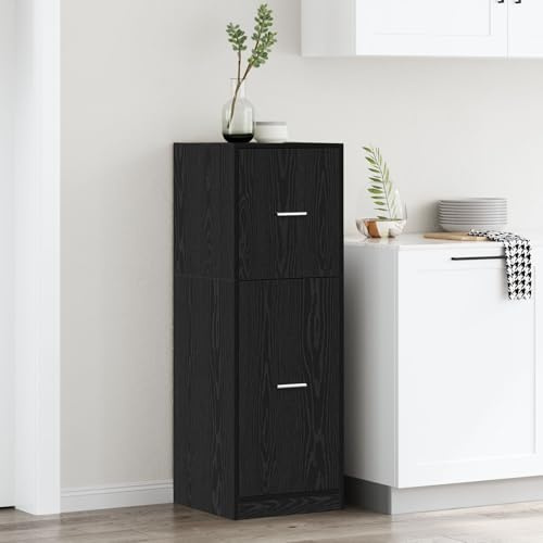 SKTQYQO Armadio da Farmacia in Rovere Nero 40x41x118 cm in Legno Ingegnerizzato MDF, Mobile Portaoggetti Moderno con 2 Porte a Cerniera per Soggiorno o Ufficio, Soluzione