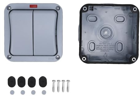 Aolidsive Interruptor de Luz para Exteriores, Interruptor Eléctrico de 20 A con Control Dual Resistente Al Agua y Clasificación IP66 con Luz Indicadora, para Uso en Exteriores y