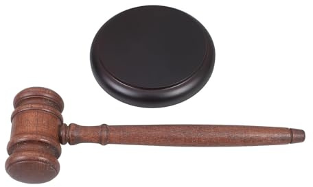 Martillo de juez de madera vintage con base, kit de martillo de subasta hecho a mano for exhibición y colección de tribunales de abogados
