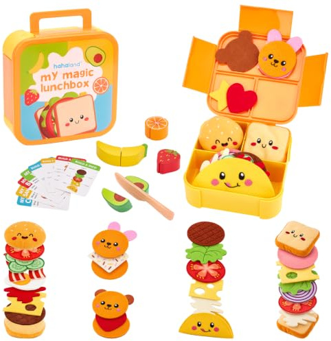 hahaland Montessori Travel Pretend Play Food Set Lunchbox