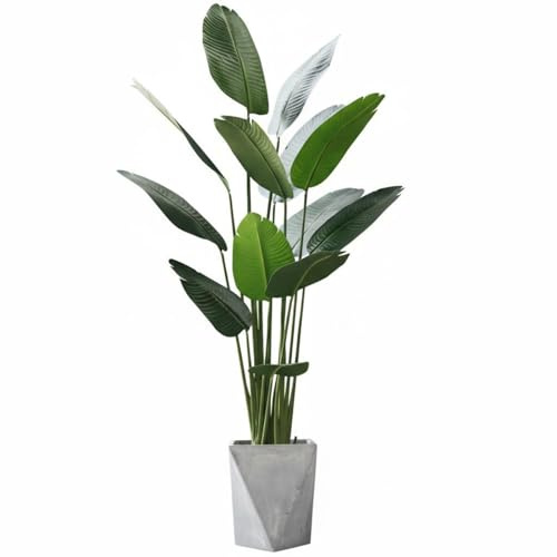 Baoblaze Decorative Greenery Planta Decorativa Palma Viajera Artificial de Interior Maceta Compacta Hojas con Textura Natural sin Riego Ni Adecuada para Salón, 1.8M, Palma Viajera Diamon