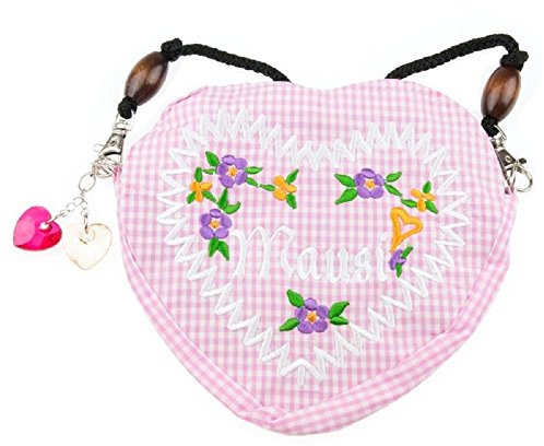 lordies Edelweiss Trachten Tasche Oktoberfest Dirndl Herzform Kariert Mausi Rosa