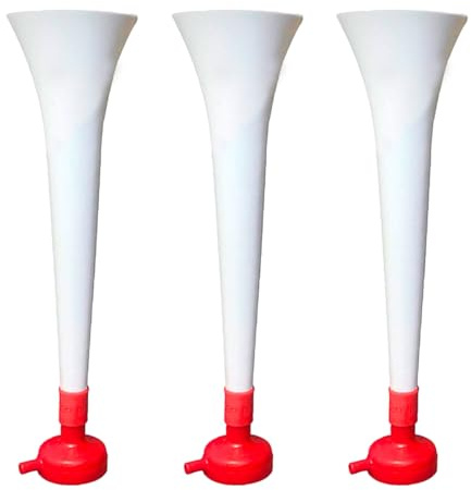 FUN FAN LINE - Pack 3 Vuvuzelas de Plástico Resistente | Trompetas de Animación para Fútbol, Eventos Deportivos y Fiestas | Bocina Ruido Extremo 120 DB | Cotillón para Aficionados (Inglaterra)