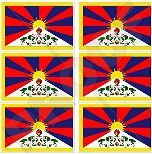 TIBET Tibetische Flagge, Fahne Autonome Region von China, Chinesisch 40mm Mobile, Handy Vinyl Mini Aufkleber, Abziehbilder x6 Stickers