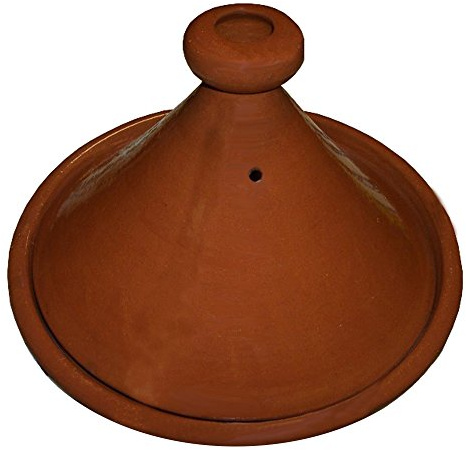 Treasures Of Morocco Moroccan Cooking Tagine 12 inches Across Traditional, Handmade, Safe, Oven & Stove Ready, Brown, Clay