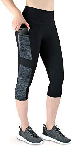 VS Capri - Leggings Deportivos con Bolsillo para el teléfono móvil, 3 Bolsillos Laterales, 3/4 Leggins, para el móvil, Las Llaves, Tarjetas de crédito y Otros Mallas Deportivas para Fitness