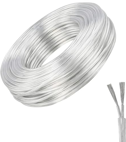 10M Schlauchleitung 2 adrig 0,75mm² 300/300V Elektrokabel Transparente | Netzkabel Elektrischer Kabel Flachkabel Reiner Kupferkerndraht für Trockenraum Leichte Beanspruchung Strom-Kabel