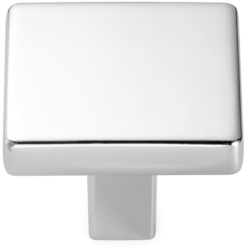 KOOFIZO Pomello quadrato per armadietto, maniglia cromata (31 mm), confezione da 10 pezzi per porta dell'armadio della cucina, cassettiera della camera da letto, cassettiera, armadio del bagno