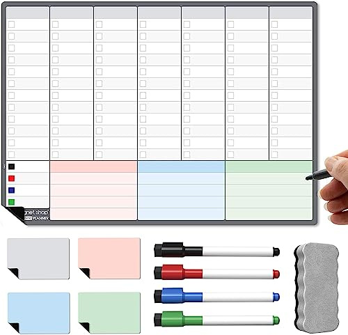 TMS Magnetic Weekly Planner | Made in The UK | Fridge Whiteboard Calendar for Meal Prep, Work or Family Planning | Monthly Organiser for to-Do Lists, Notes or Reminders | Home, Kitchen or Office