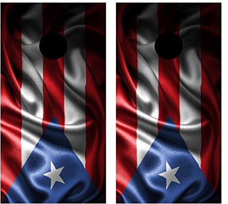 Tower Decals Laminated Puerto Rico Flag Waving Cornhole Board Vinyl Wrap