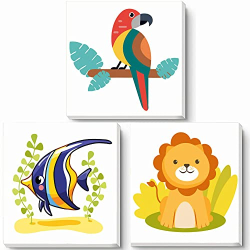 Hiolife Måla efter siffror för vuxna, barn, nybörjare, gör-det-själv-presentkonstkit med borstar och akrylpigment för flickor och pojkar, 20 x 20 cm 3-pack[med ram]