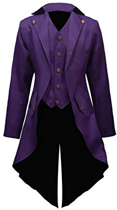 Crubelon Veste pour homme style steampunk vintage gothique victorien - violet - Large