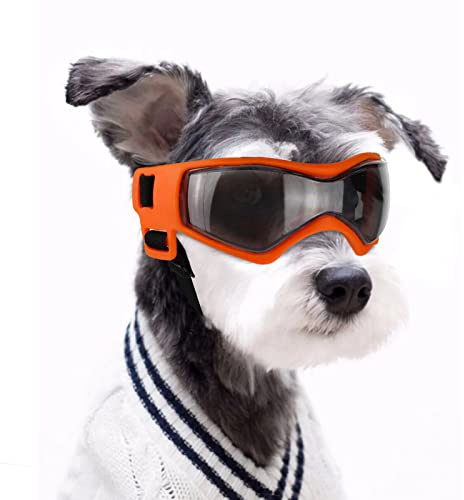 NAMSAN Lunette de Protection des Yeux pour Chien Chien Lunette de Soleil Facile à Mettre Stylée Lunettes pour Petits/Moyens Chiens Orange