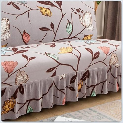 3/2 Sitzer Couch Überzug /Sofabezug Ohne Armlehnen Stretch Armless Schlafsofa-Bezüge Sofabezug Mit Rock Grau Elastischer Sofahusse Ohne Armlehne Schlafsofa Bezug ( Color : #14 , Size : 185-210cm )