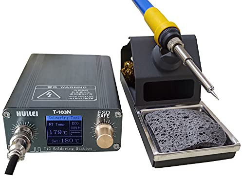 Quick Heating T12 Soldering Station, 75W Digital Display Temp Control 50~500 ℃, Auto Standby, With Welding Iron Tip, Soldering Iron Handle, Solder Holder and Sponge for Electronics Repairing