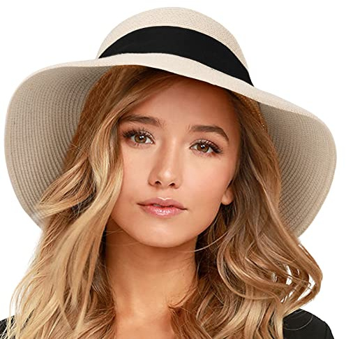 FURTALK Femmes Chapeaux de soleil UPF 50+ Chapeau de paille à bord large