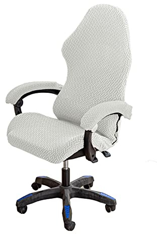 LIFEDX Housses de Chaise de Gaming,Housses de Chaise de Jeu Extensible 4 pièces,Housse de Chaise de Bureau avec Accoudoirs/Dossier de Chaise,Housse de Fauteuil Rotatif,Pas de Chaise-Light Grey