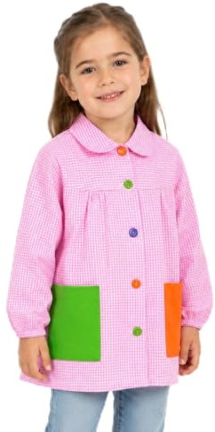 ETREXONLINE Malschürze für Kinder in der Schule, Bastelschürze für Kinder mit Knopf, Schürze für Schule und Handwerk