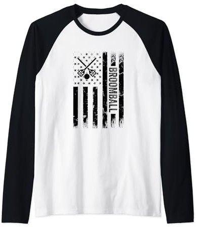 Broomball Sport Balai Joueur Balai Balai Drapeau US Manche Raglan