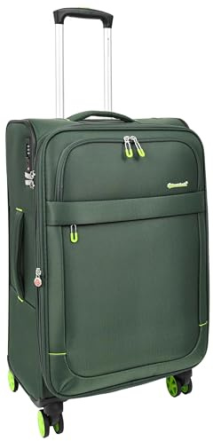 A1 FASHION GOODS Doppelter Koffer mit 4 Rädern, leicht, erweiterbar, TSA-Schloss, Reisetaschen, Trivial, grün, Medium Check-in 24, Weichgehäuse, erweiterbares Gepäck auf Rädern