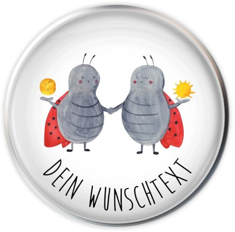Mr. & Mrs. Panda Waschbeckenstöpsel selbst gestalten Sternzeichen Zwilling - Personalisierte Geschenke, Waschbecken Stöpsel mit Namen, individuell gestaltbar, Glückskäfer, Zwillingsschwester