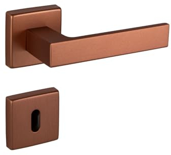Gedotec maniglia per porte interne set maniglia a leva alluminio | 1 set maniglia a leva quadrata per porte interne | PUSH 1317 | bronzo antico rame opaco | ferramenta vintage per porte interne