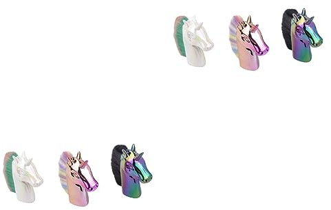Healeved 6pcs Nail Brush Cleaning Bristles Unicorn Design for Gel Nail Polish Art Maintenance