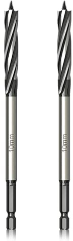 Meccion Professionale Punta per Legno 10mm x 165mm x 2Pcs Autoalimentata Punta per Trapano a Trivella da 1/4 Pollice Esagonale Gambo Spirale Punta per la Lavorazione del Legno