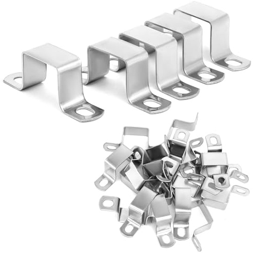QWORK® 20 Stück U Förmige Verbinder Halterung 28x31mm - Quadratrohrschelle aus 304 Edelstahl für Strebenkanal, U Profil, Vierkantrohre