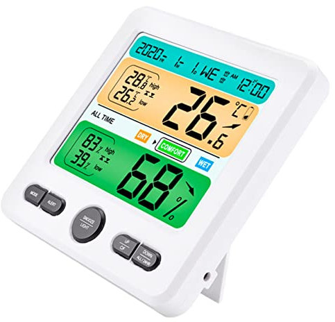 CAXUSD 1set Termometro Igrometro Digitale Con Schermo Lcd Sensore Di Temperatura e Umidità Per Uso Domestico e Professionale Facile Da Installare e Leggere Misurazione Accurata Per