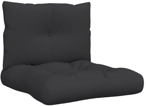 vidaXL Palettenkissen 2-TLG., Palettenpolster für Europaletten, Palettensofa Kissen Indoor Outdoor, Palettenauflage Sitzkissen Rückenkissen, Schwarz Stoff