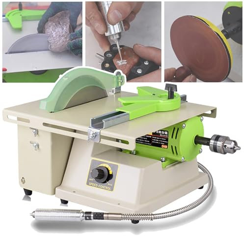 HpLNDas Pulidora De Rocas MultifuncióN De 1380 W, Pulidora De Joyas, MáQuina Pulidora, Torno De Banco, MáQuina Cortadora para FabricacióN De Joyas, para Esmerilar, Pulir Y Taladrar