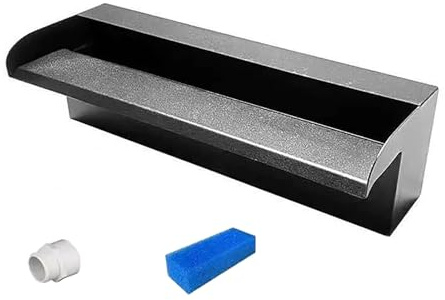 Edelstahl-Wasserfall-Poolbrunnen mit Anschlussstück, 30–100 cm Wasserfall-Wasserspiel-Überlauf, breitere Wasserflussplattform für Schwimmbecken, Gartenteich im Freien (50 x 15 x 18 cm)