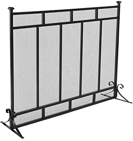 CLLBANT Kaminschirm, vertikales Gitter, dekorativer Kaminschirm aus Eisengeflecht, 99 x 30,5 x 79 cm, Funkenschutz für Wohnmöbel, kleines Geschenk