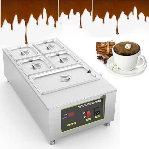 Electric Chocolate Melting Machine, Chocolate Fountain,Add Water, Heating Quickly and Evenly,Commercial Hot Chocolate Dispenser Machine for Chocolate Cheese,1000W 0-95℃,Model5