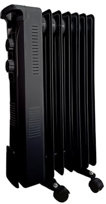 Oil Filled Radiator 7 Fin Portable Electric Heater 1500W with Adjustable Thermostat 3 Heat Settings Wheels Free Standing Safety Cut-Off for Home Office Room (Black)