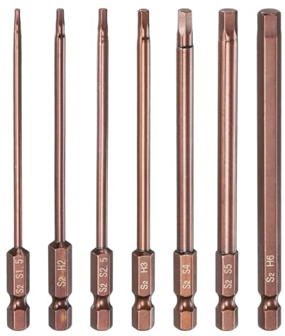 QUARKZMAN 7 Pcs Llave Hexagonal Brocas 1.5/2/2.5/3/4/5/6Mm Métrico 1/4 Hexagonal 4 (100Mm) Longitud Acero S2 Brocas Magnéticaes de Impacto Grado Industrial Brocass Hexagonales
