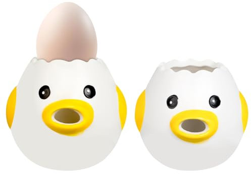 Separador de Huevos de Gallina,separador de yema de huevo de cerámica, ideal para separar claras y yemas. Lindo cocina portátiles para hornear (amarillo)